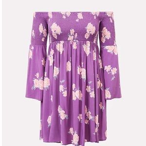 Torrid purple floral smocked dress